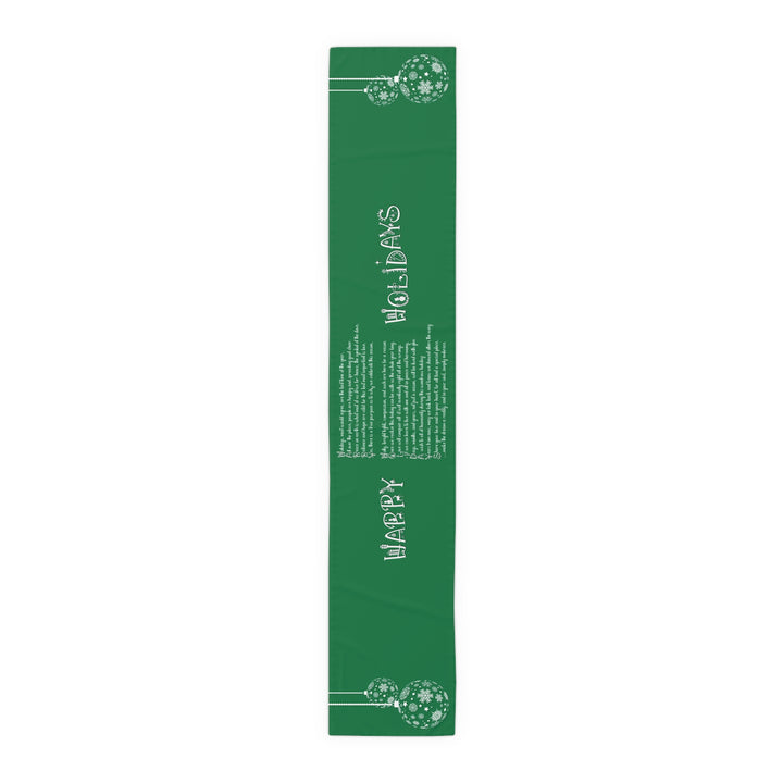 Happy Holidays Acrostic Poem Table Runner - Green-Ornaments