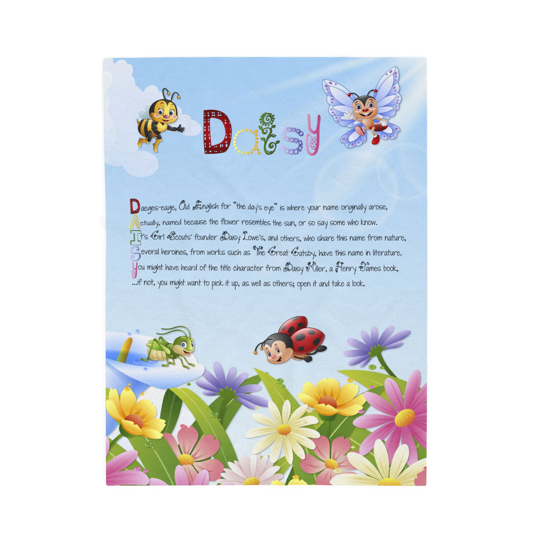 Namesakes Acrostic Poem Velveteen Plush Blanket - Flowers-Insects
