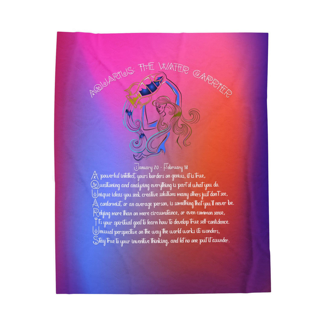 Aquarius Acrostic Poem Velveteen Plush Blanket - Colored