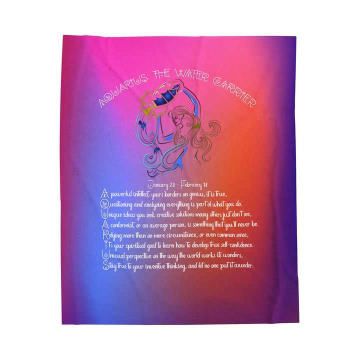 Aquarius Acrostic Poem Velveteen Plush Blanket - Colored