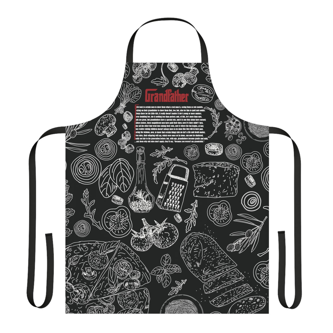 Black Chef Apron with Acrostic poem spelling out "Grandfather" - Italian Food Design