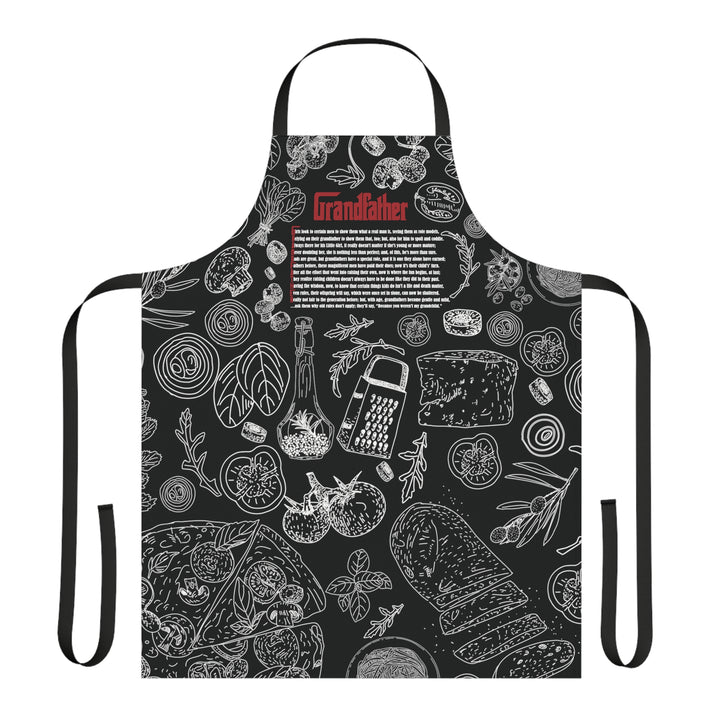 Black Chef Apron with Acrostic poem spelling out "Grandfather" - Italian Food Design