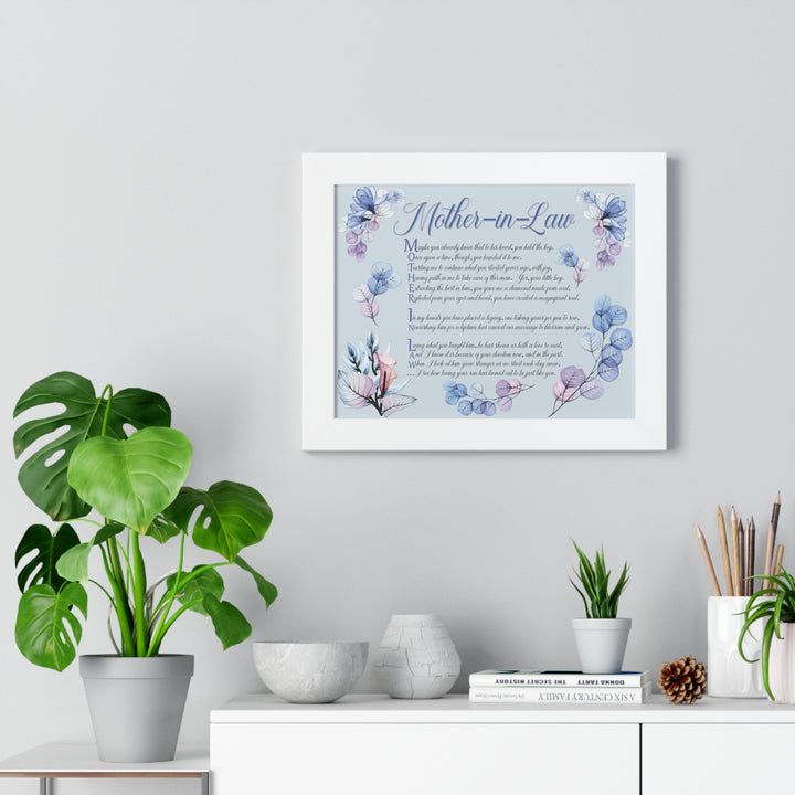 It's Just a Phrase "Mother-in-Law" Framed Horizontal Acrostic Poem Print- Floral