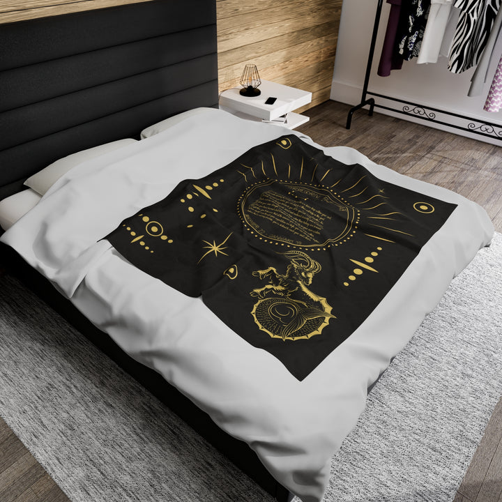 Written in the Stars Velveteen plush blanket with acrostic poem spelling out "Capricorn"