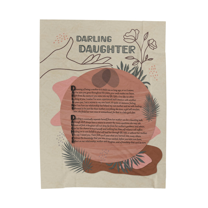 It's Just a Phrase Velveteen Plush Blanket with Acrostic Poem "Darling Daughter" - Boho Design