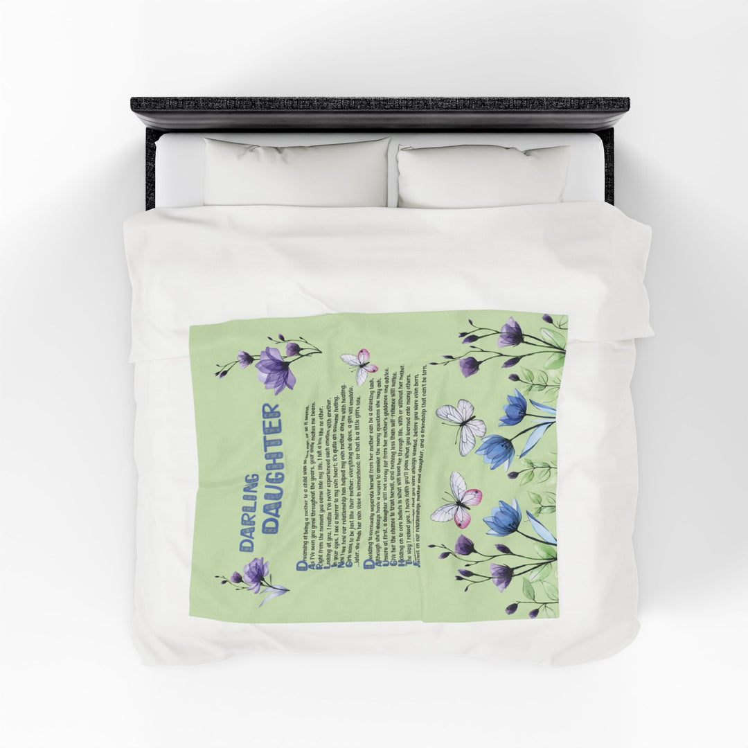 Darling Daughter Acrostic Poem Velveteen Plush Blanket - Floral Design