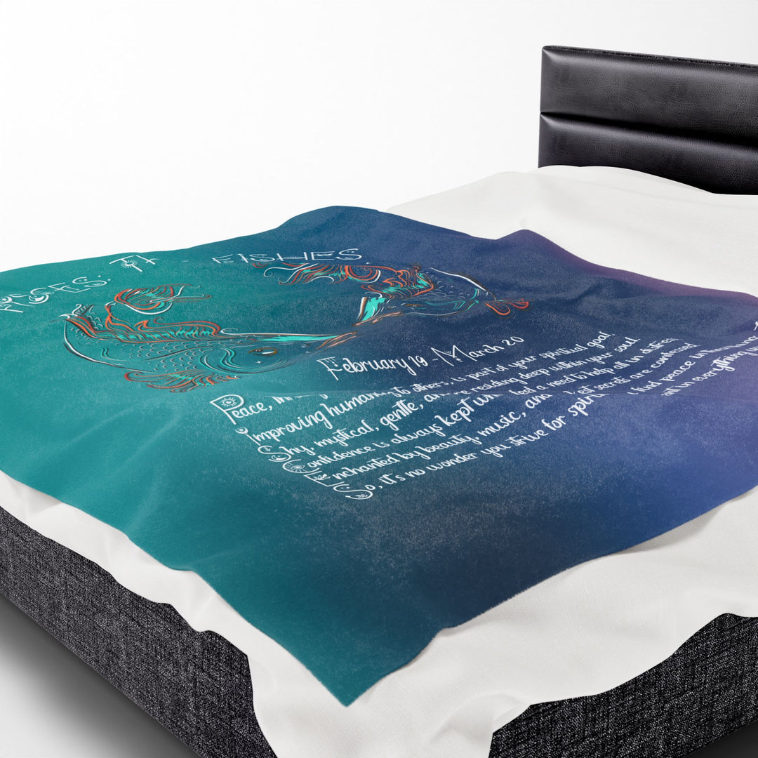 Pisces Acrostic Poem Velveteen Plush Blanket - Colored