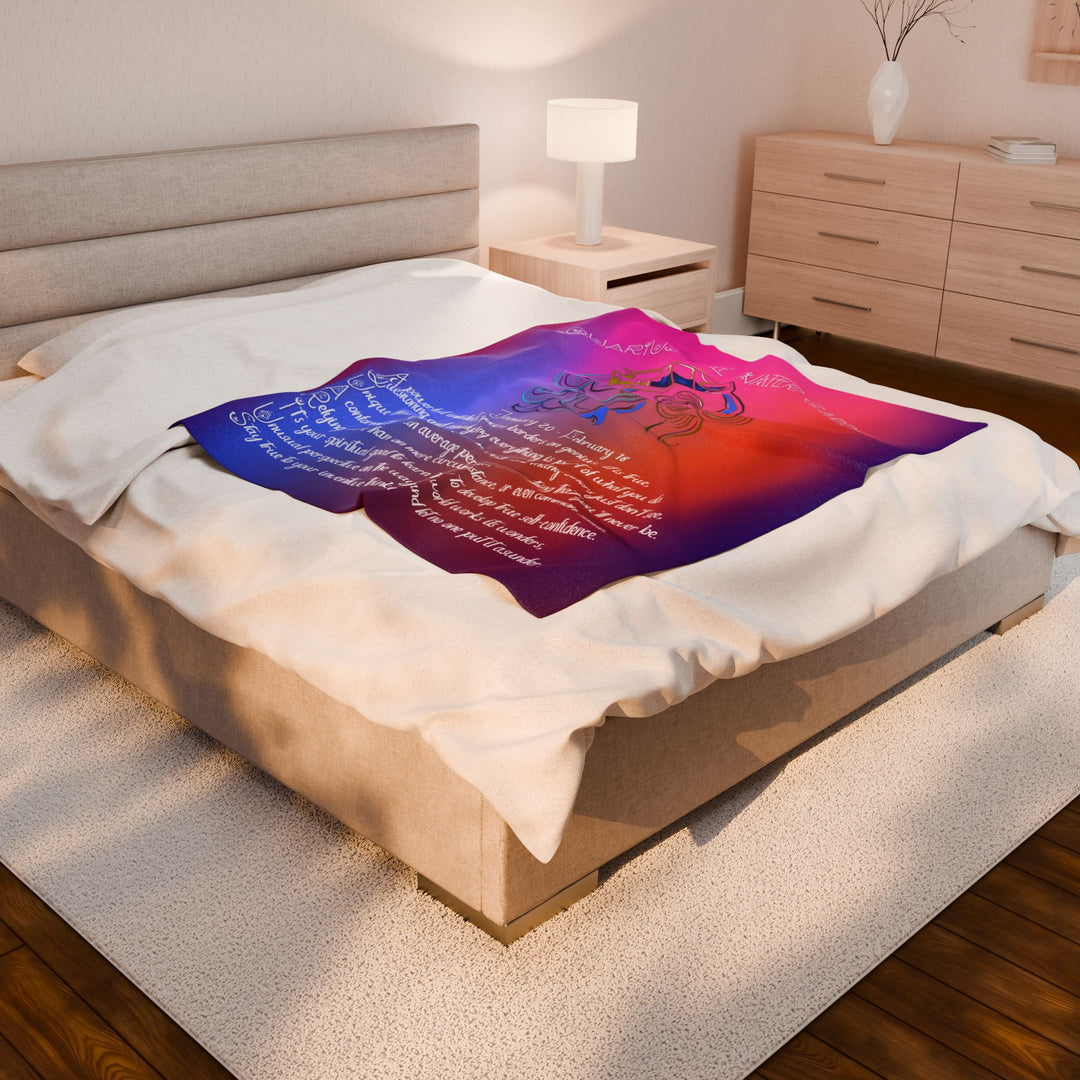 Aquarius Acrostic Poem Velveteen Plush Blanket  - Colorful