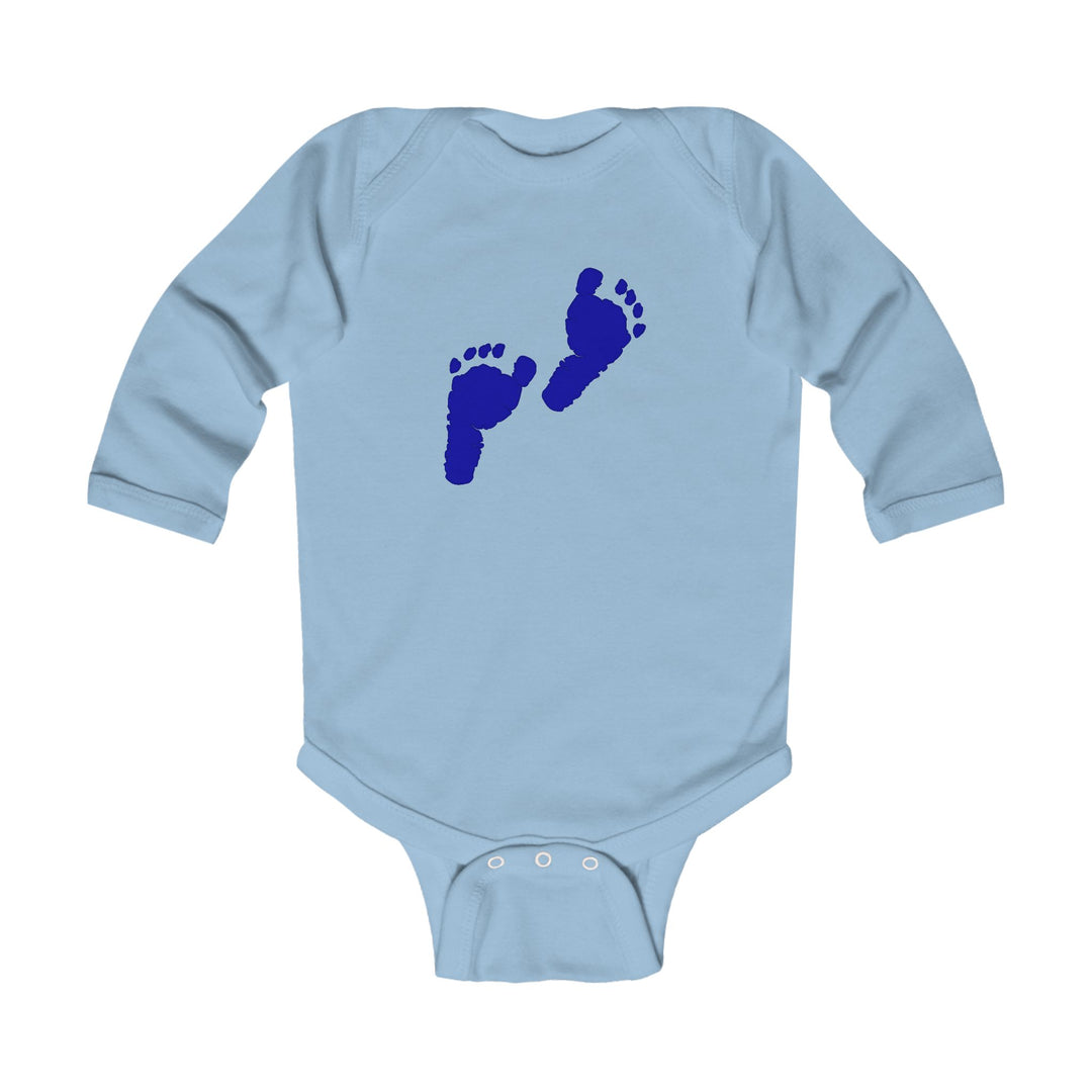 Baby Feet Acrostic Poem Long Sleeve Bodysuit - Blue Footprints