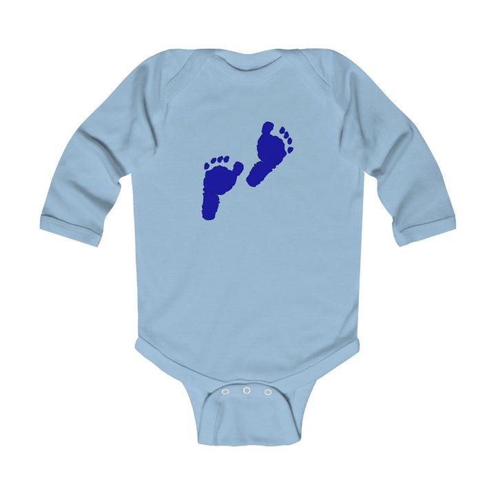 Baby Feet Acrostic Poem Long Sleeve Bodysuit - Blue Footprints