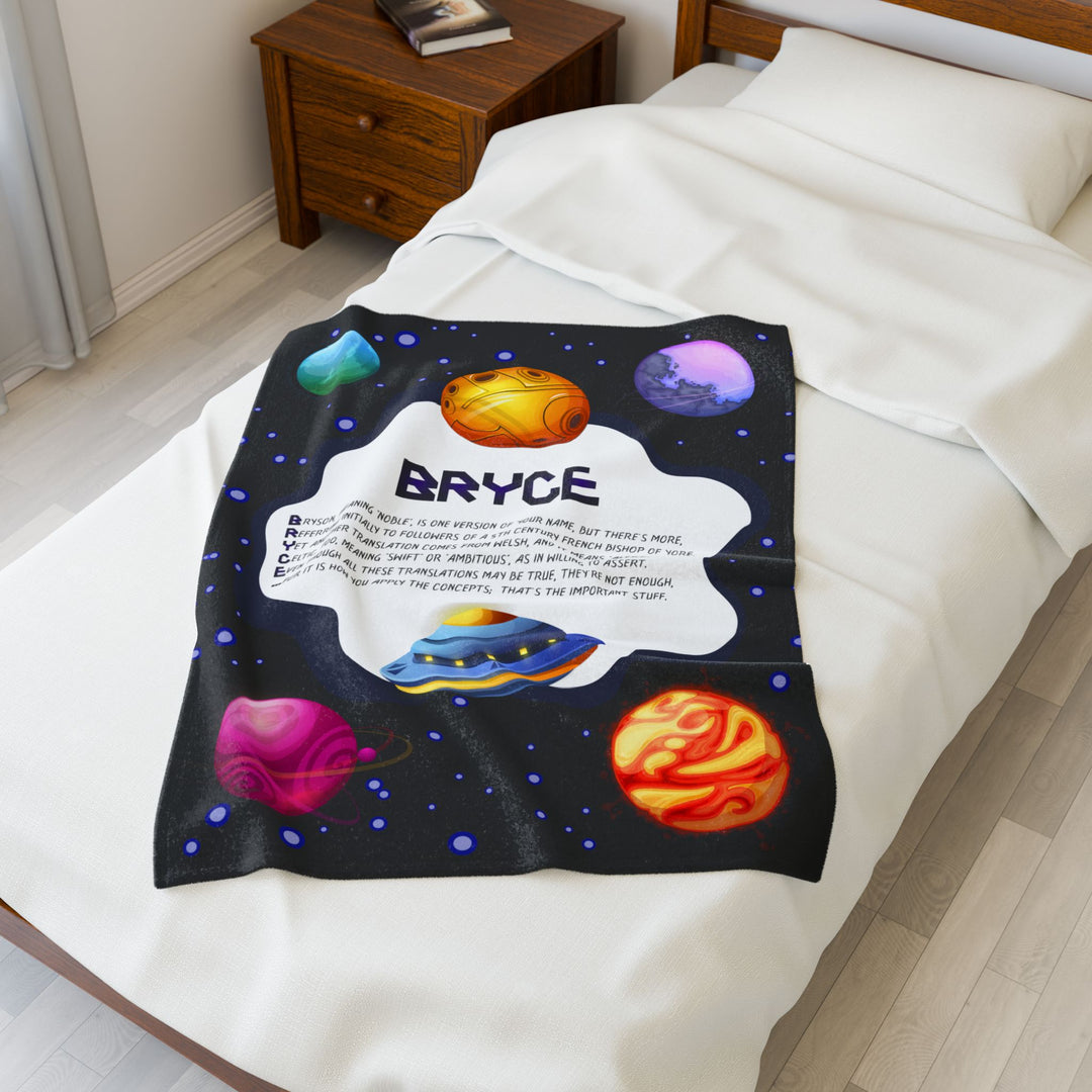 Namesakes Acrostic Poem Velveteen Plush Blanket - Space Design