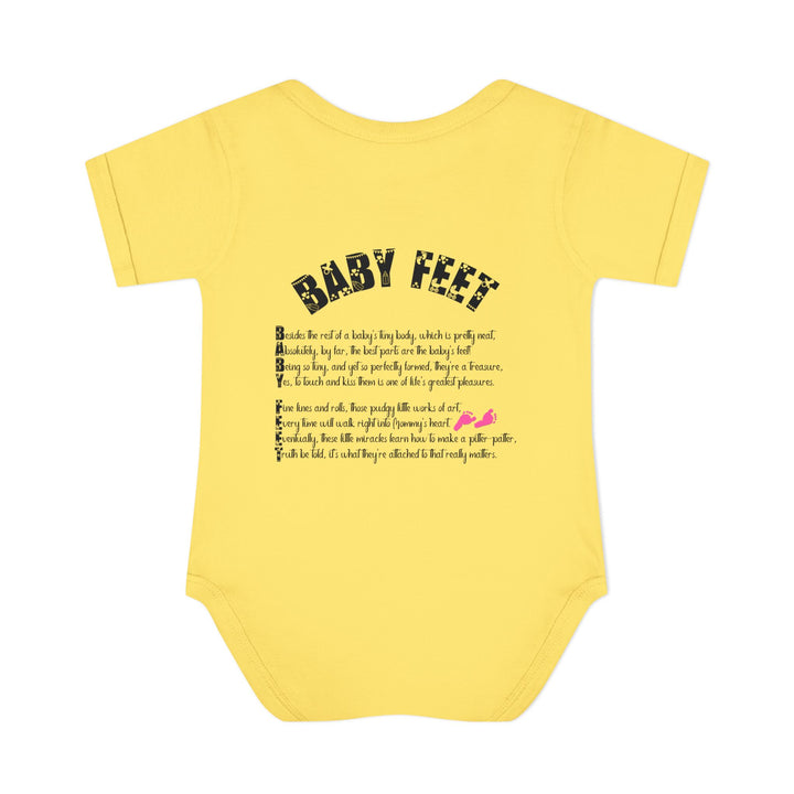 Baby Steps "Baby Feet" Acrostic Poem Bodysuit - Pink Footprints