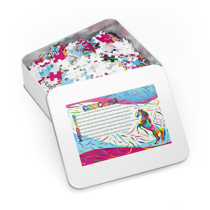 Namesakes Acrostic Poem Jigsaw Puzzle - Horse - Personalized - Tin Box