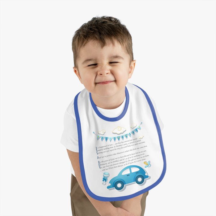 Baby Steps Acrostic Poem - Contrast Trim Jersey Bib - "It's a Boy"