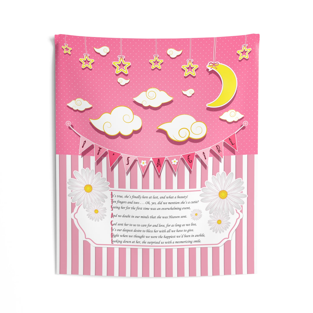 Baby Steps "It's a Girl" Baby Shower Indoor Wall Tapestry/Backdrop