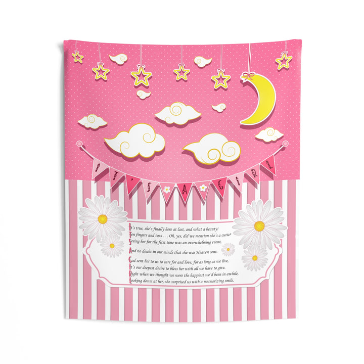 Baby Steps "It's a Girl" Baby Shower Indoor Wall Tapestry/Backdrop