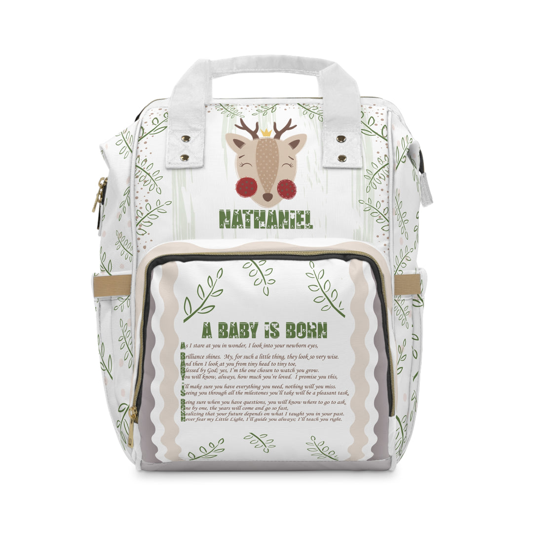 A Baby Is Born Acrostic Poem Multifunctional Diaper Backpack - Deer - Personalized