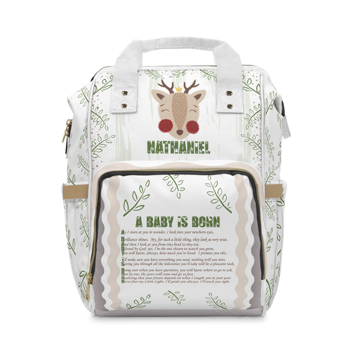 A Baby Is Born Acrostic Poem Multifunctional Diaper Backpack - Deer - Personalized