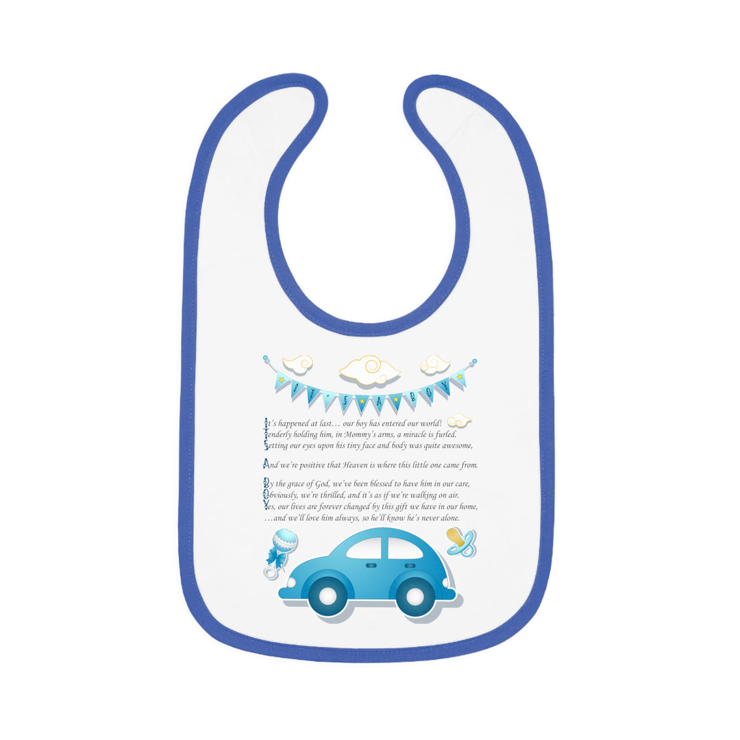 Baby Steps Acrostic Poem - Contrast Trim Jersey Bib - "It's a Boy"