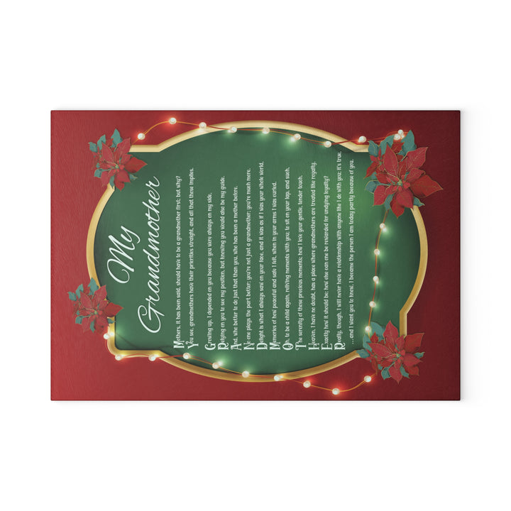 My Grandmother Acrostic Poem Glass Cutting Board - Poinsettias