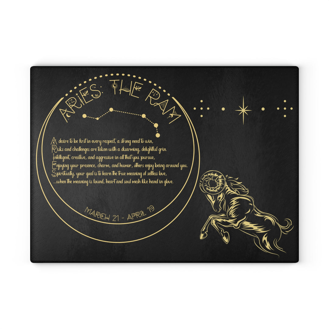 Aries Acrostic Poem Glass Cutting Board