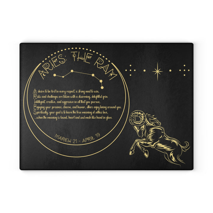 Aries Acrostic Poem Glass Cutting Board