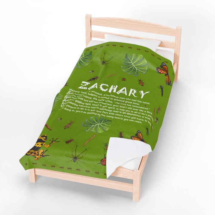 Namesakes Acrostic Poem Velveteen Plush Blanket - Bug Design