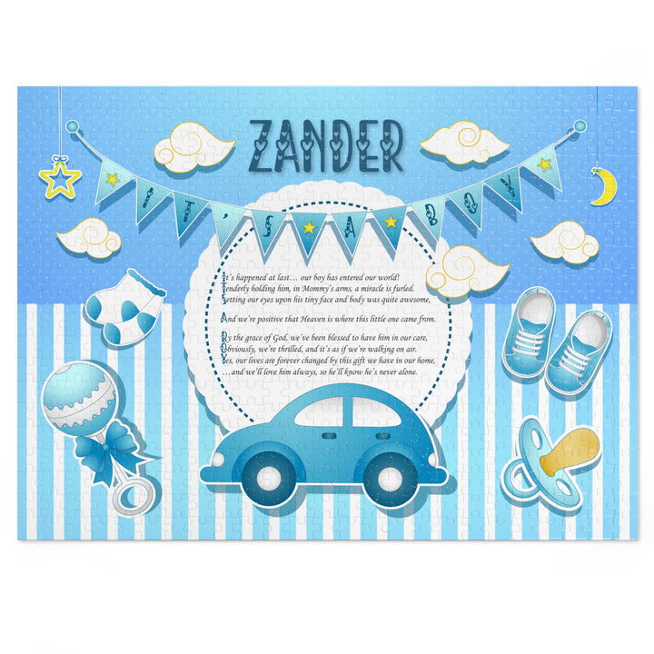 It's a Boy Acrostic Poem Puzzle - Blue Stripes - Tin Box - Personalized