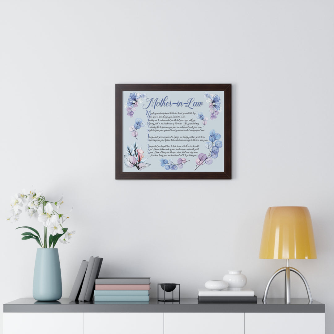 "My Mother, My Friend" Framed Acrostic Poem Print - Translucent Flower