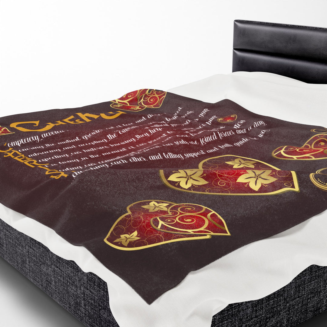 Cherish Acrostic Poem Velveteen Plush Blanket - Hearts