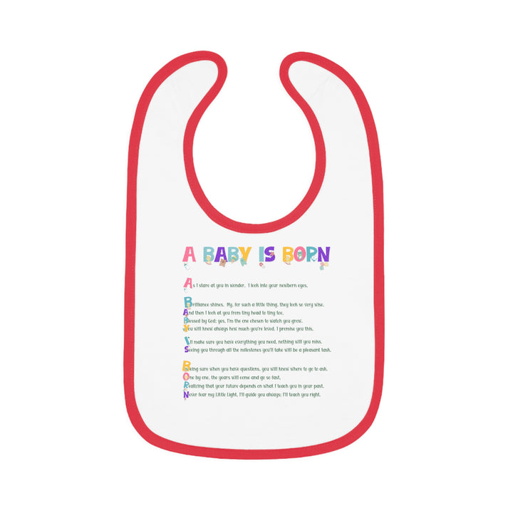 "A Baby is Born" "Baby Feet" Acrostic Poem  Contrast Trim Jersey Bib - Baby Items Font