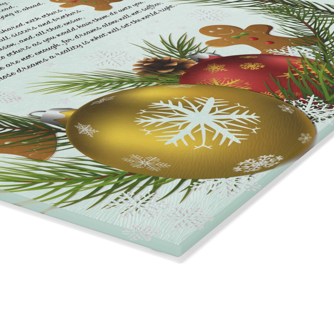 Joy to the World Acrostic Poem Glass Cutting Board - Gingerbread