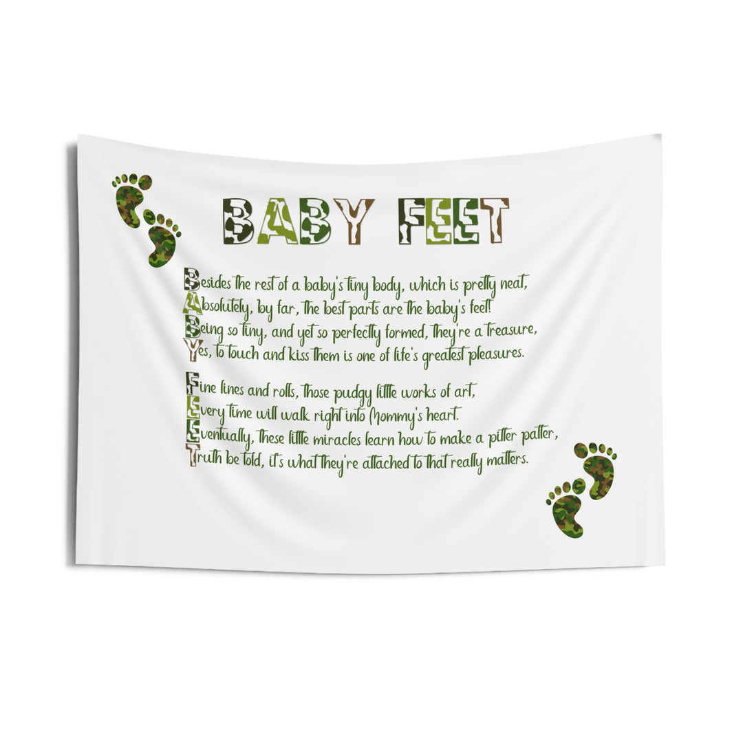 "Baby Feet" Acrostic Poem Baby Shower Backdrop - Camo
