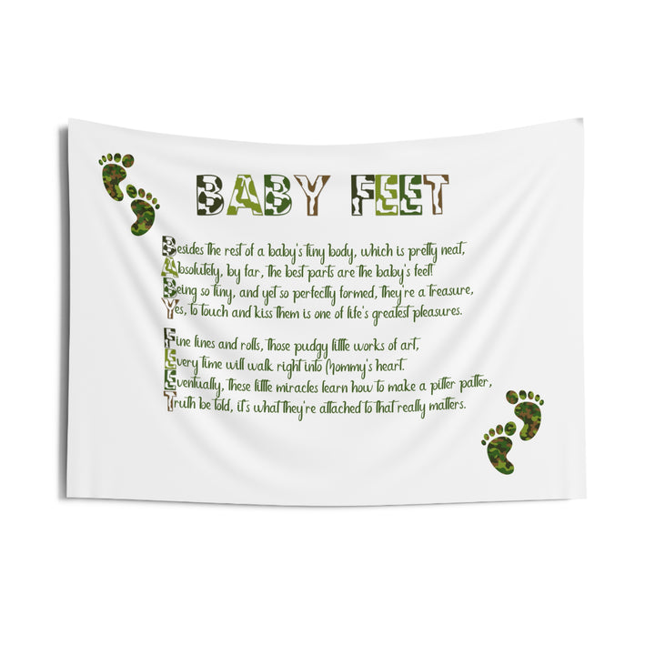 "Baby Feet" Acrostic Poem Baby Shower Backdrop - Camo