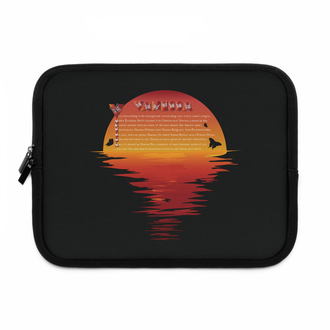 Namesakes Acrostic Poem Neoprene Laptop Sleeve - Solid Black Back