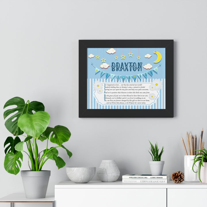 Baby Steps "It's a Boy" Framed Print Collection - Blue Stripes - Personalized