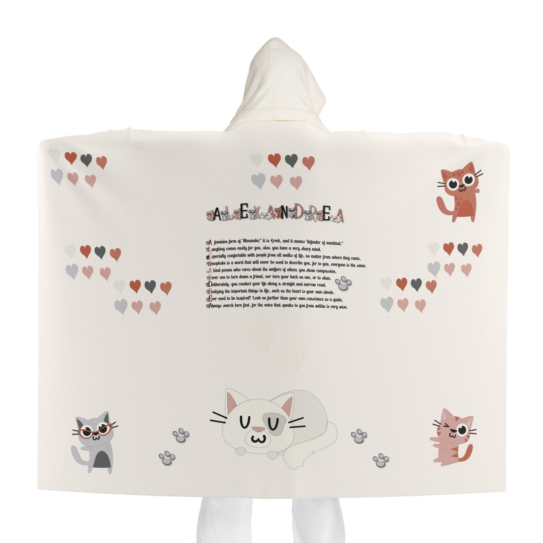 Namesakes Acrostic Poem Hooded Sherpa Fleece Blanket - Kitty and Hearts
