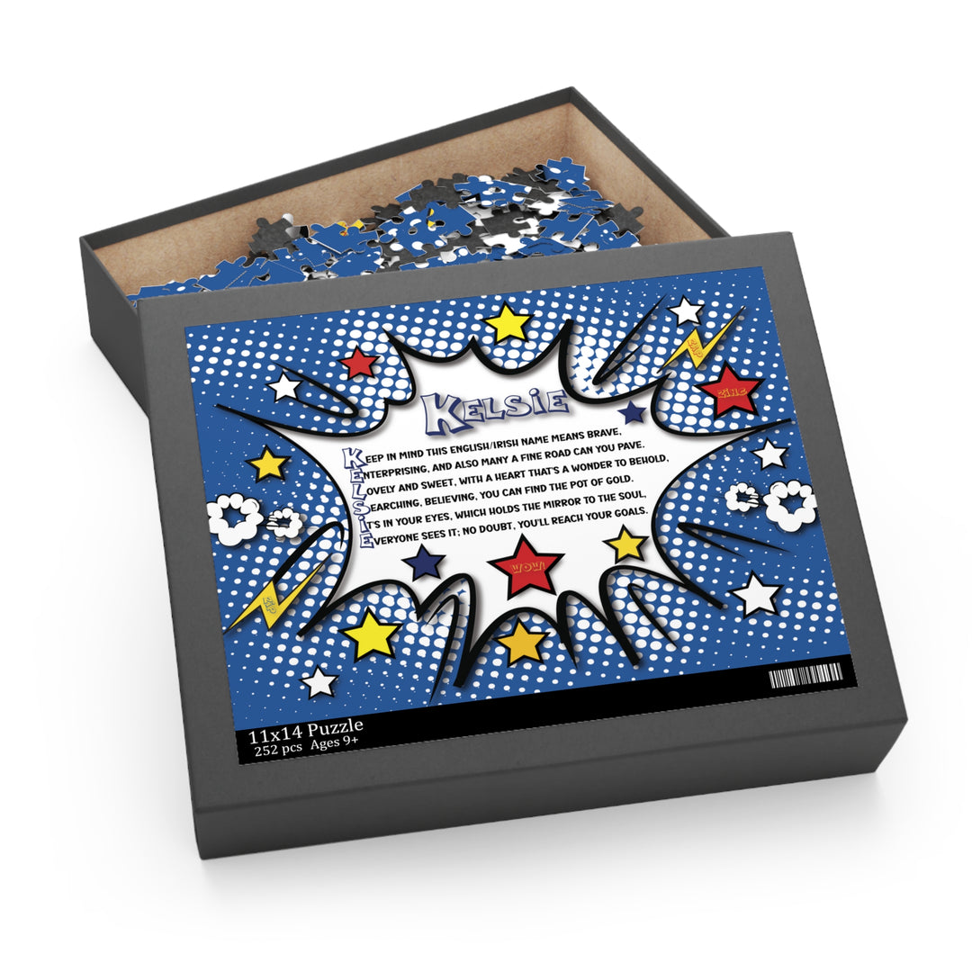 Namesakes Personalized Acrostic Name Poem Jigsaw Puzzle - Comic Blue