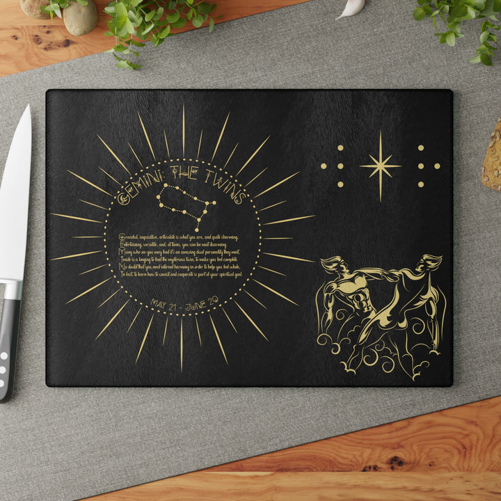 Gemini Acrostic Poem Glass Cutting Board