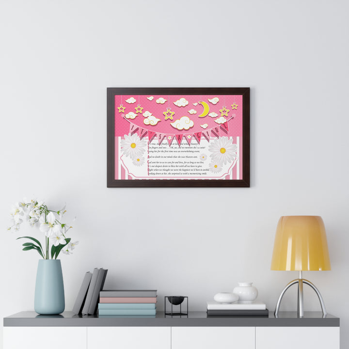 Baby Steps "It's a Girl" Framed Print - Pink Stripes -No Personalization