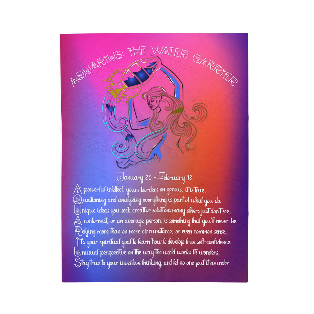 Aquarius Acrostic Poem Velveteen Plush Blanket  - Colorful