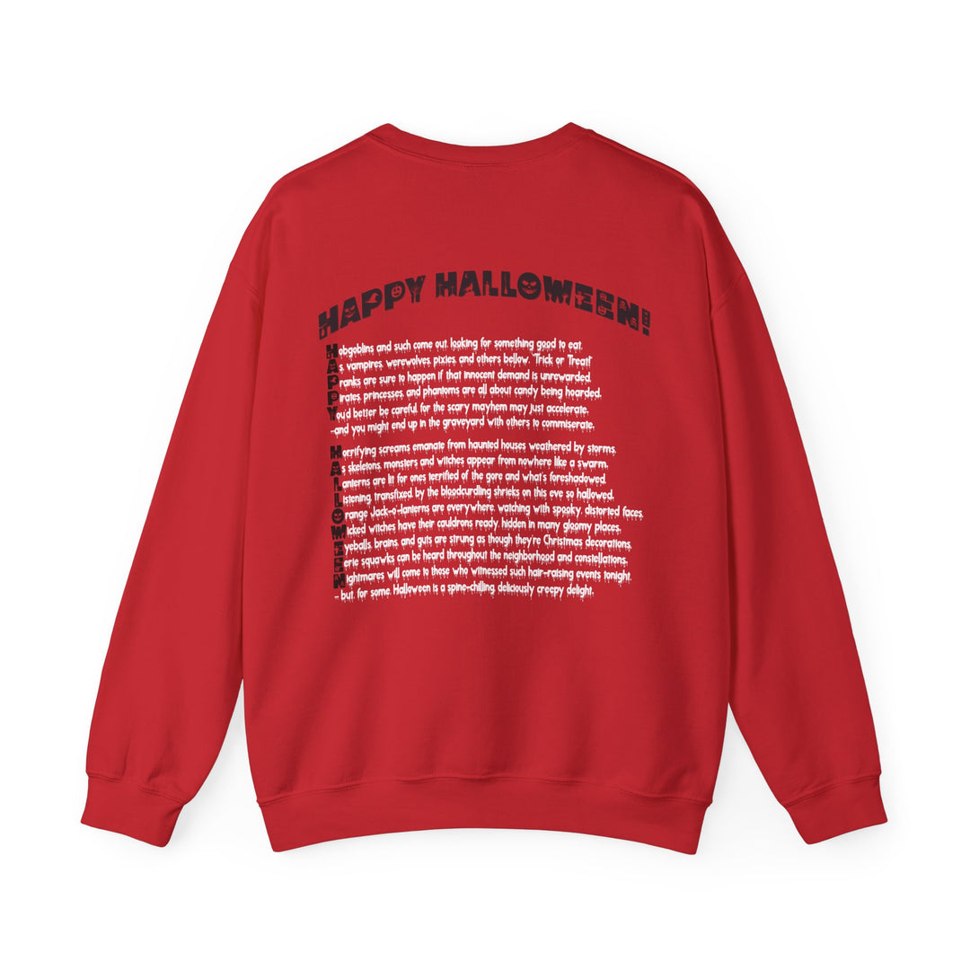 Happy Halloween Acrostic Poem Sweatshirt - Creepy Pink