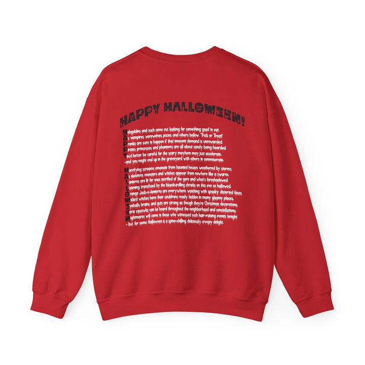 Happy Halloween Acrostic Poem Sweatshirt - Creepy Pink