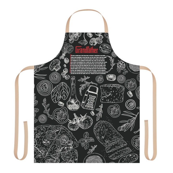 Black Chef Apron with Acrostic poem spelling out "Grandfather" - Italian Food Design