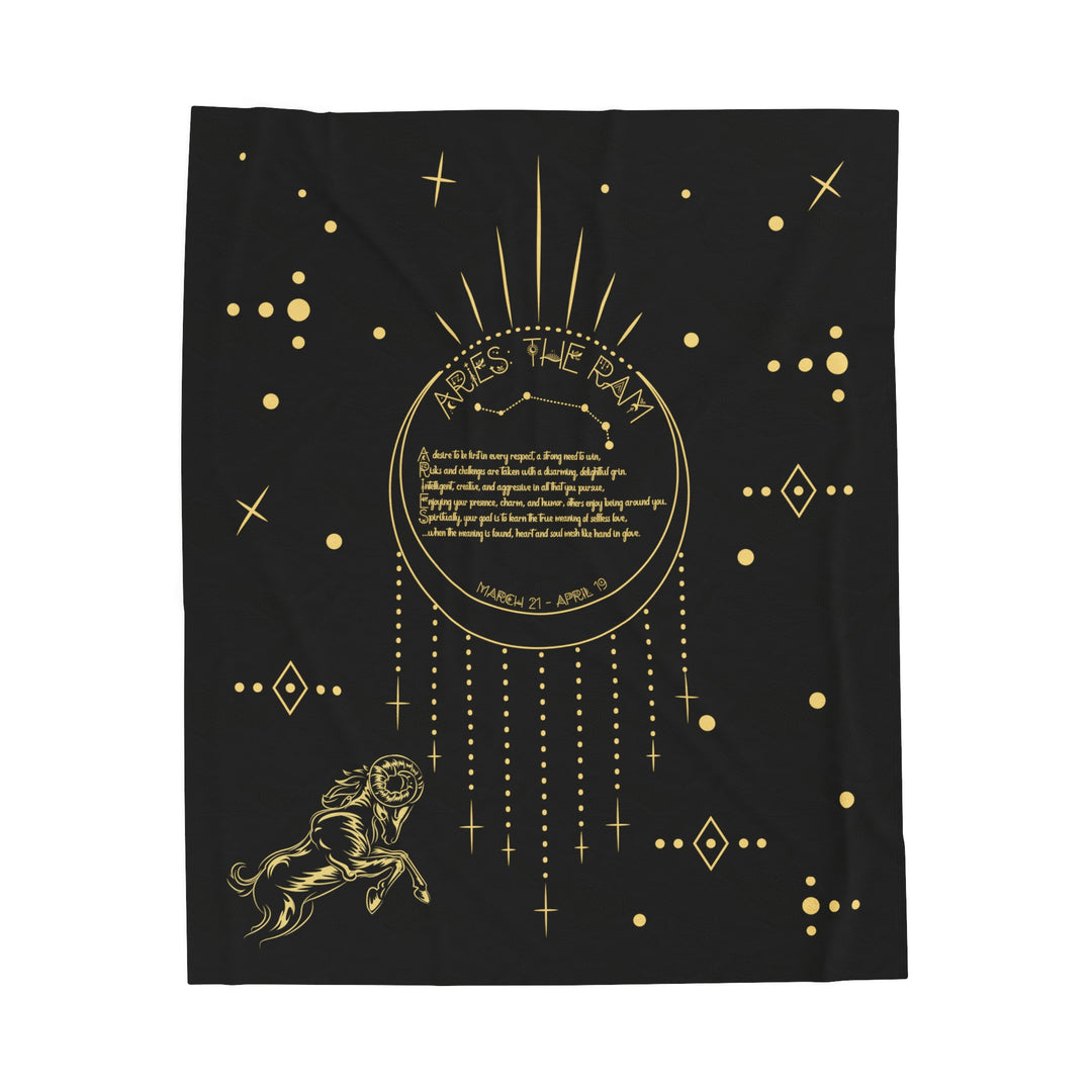 Written in the Stars Velveteen plush blanket with acrostic poem "Aries"