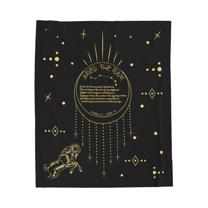 Written in the Stars Velveteen plush blanket with acrostic poem "Aries"