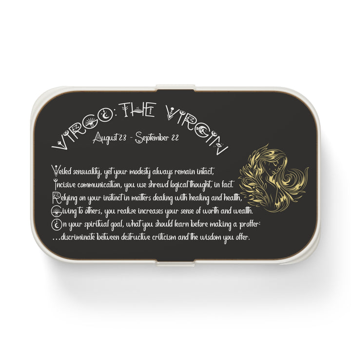 Virgo Acrostic Poem Bento Lunch Box - Wooden Lid