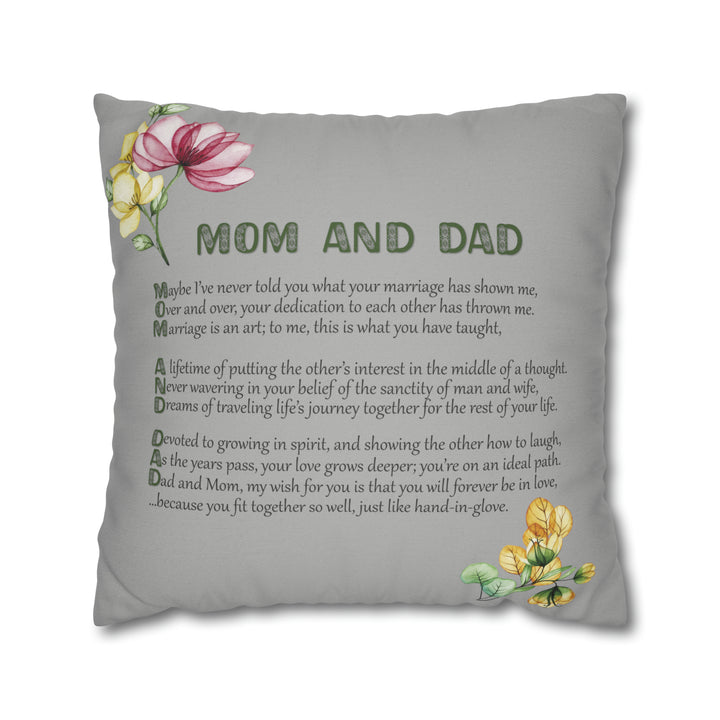 It's Just a Phrase "Mom and Dad" Acrostic Poem Grey Pillow Case/Cover