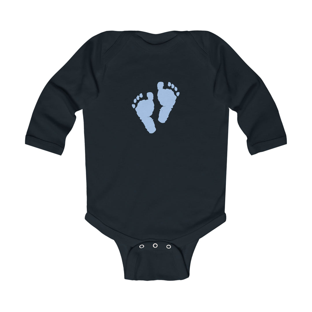 Baby Feet Acrostic Poem Long Sleeve Bodysuit - Blue Footprints
