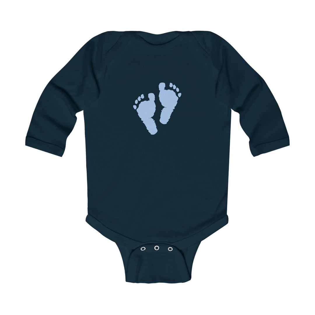Baby Feet Acrostic Poem Long Sleeve Bodysuit - Blue Footprints